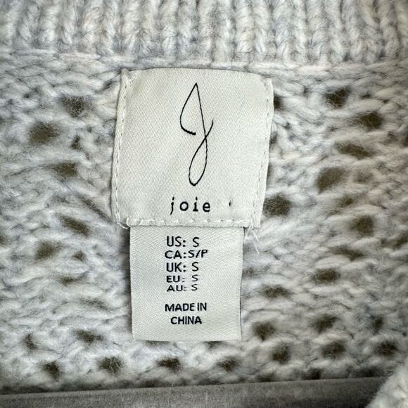 Joie Gray Open Knit Collared Soft Stretchy Button Up Cardigan Sweater Size S - Picture 4 of 5